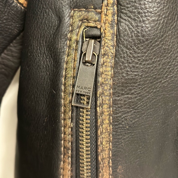 Marc New York Andrew Marc Distressed Heavy Moto Leather Jacket Mens Size XL - Picture 9 of 16